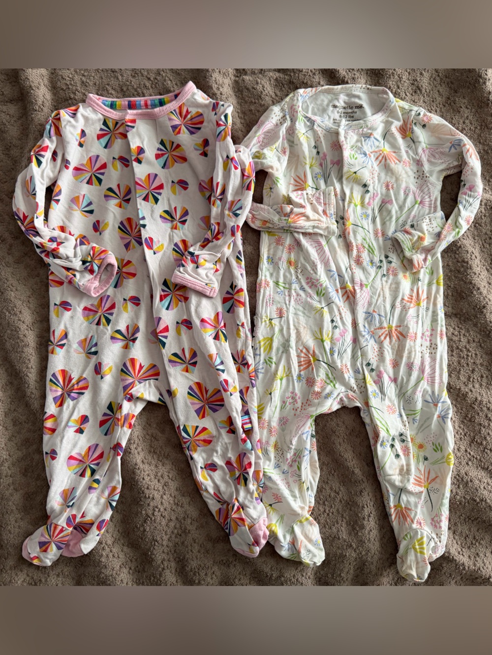Set of 2 Magentic Me footie pajama onesies